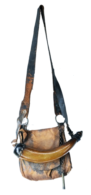Early Calf Hide Hunting Pouch with Screw Tip Powder Horn